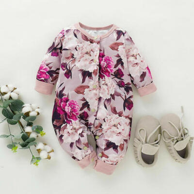 

UK Newborn Infant Baby Boy Girl Romper Floral Jumpsuit Bodysuit Toddler Outfits