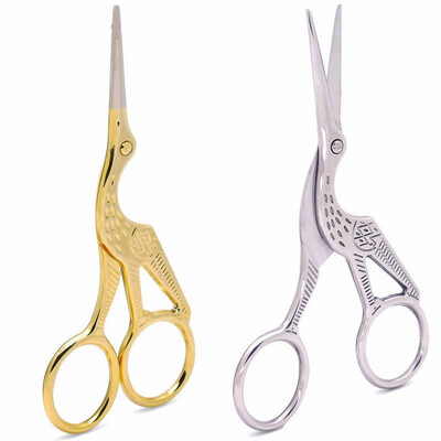 

KESMALL CO798 Stainless Steel Mini Makeup Scissors Gold Cranes Beauty Tools 2PCS