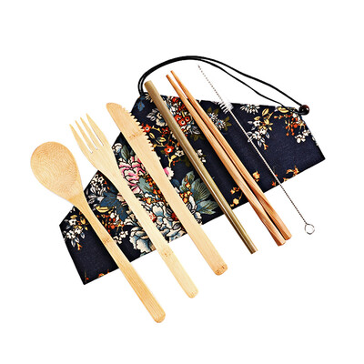 

Toponeto Portable Bamboo Cutlery Travel Eco-friendly Fork Spoon Set Include Reusable Bamb