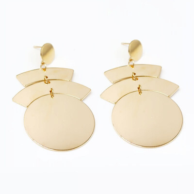 

EK2064 European & American Exaggerated Unique Geometric Big Coin Wafer Drop Earring For Women Party Rock Jewelry Long Brincos