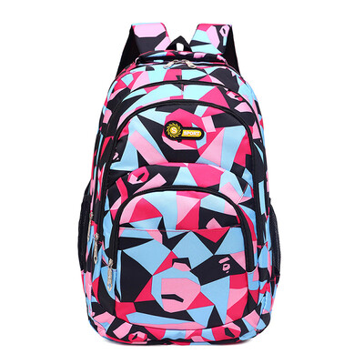 

Oxford cloth backpack Geometric printing outdoor leisure backpack large capacity wind shoulder bag
