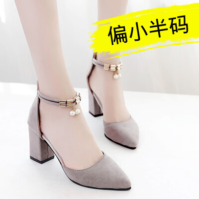 

Thick heel high-heeled shoes women 2019 new spring hundred matching long skirt shoes net red student shoes sandals tide