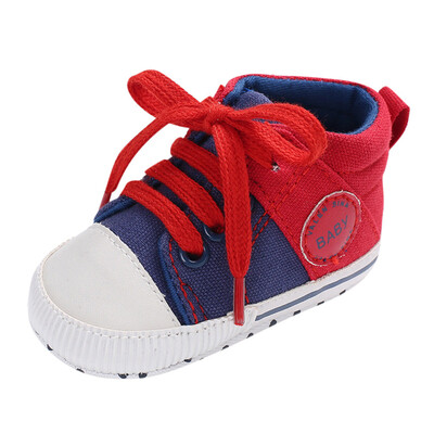 

Newborn Baby Boys Girls Canvas Lace Up Shoes Crib Prewalker Soft Anti-slip Shoes