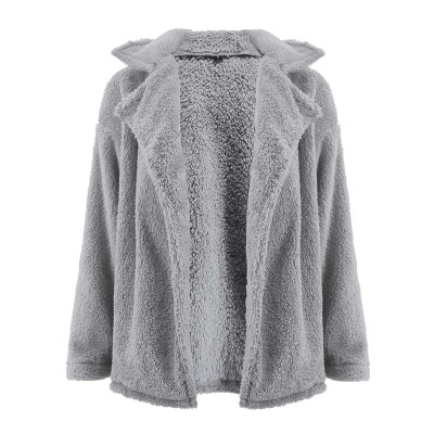 

Womens Long Sleeves Fleece Fur Open Front Cardigan Winter Warm Soft Fluffy Coat