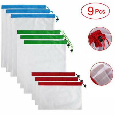 

69Pcs Reusable Produce Bags Vegetable Fruit Mesh Storage Pouch Shopping Bag