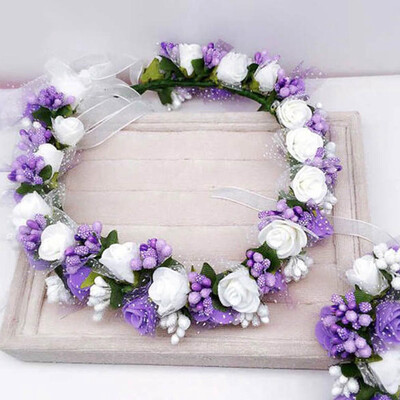 

1 Set Wedding Page Boy Flower Girl Flower Hairband Bracelet Garland Wrist Flowers Lace Hair Ring