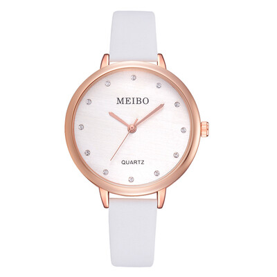 

Korean version of the small fresh female student watch casual simple fine strap quartz strap with rhinestone exquisite scale