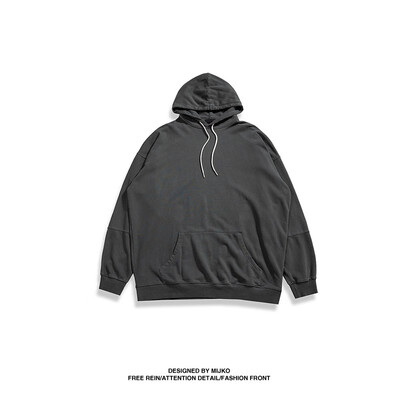 

MIJKO mens womens autumn&winter new products old wash water off shoulders solid color hooded hoodies men&women with the same sweater multicolor