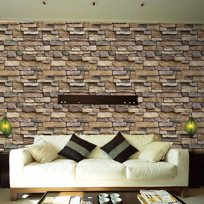 

Gobestart 3D Wall Paper Brick Stone Rustic Effect Self-adhesive Wall Sticker Home Decor