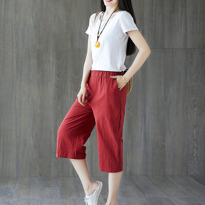 

Women Palazzo Wide Leg 34 Short Pants Ladies Loose Capri Trousers SIze -3XL