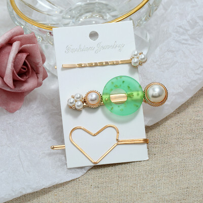 

Pearl Hair Clip HeadwearKorean Pearl Love Word Clips Three piece Sweet Hair Hairband Barrette Headdress Accessories