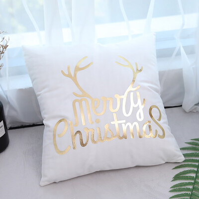 

Tailored Merry Christmas Gold Foil Printing Pillow Case Sofa Waist Throw Cushion Cover
