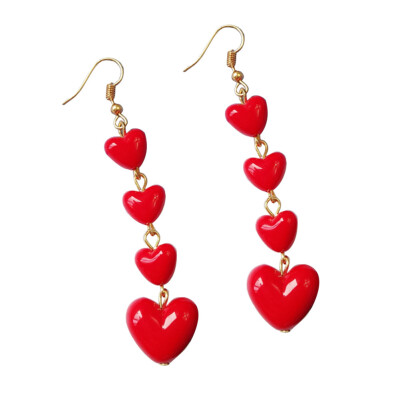 

Romantic Cherry Love Heart Earring Long Drop Dangle Earrings Party Jewelry Gifts