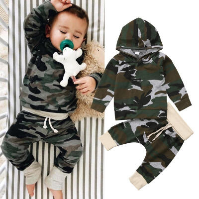 

2PCS Toddler Baby Boy T-shirt Tops Pants Outfit Camo Clothes Tracksuit 0-24M