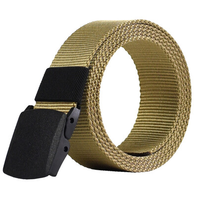 

Quality Unisex belt solid color Nylon Plastic Automatic buckle Men belt Military training Prevent allergy Men & Women belt 120cm