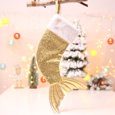 

Toponeto Christmas stockings fish tail gift bags Christmas tree pendants Christmas orn