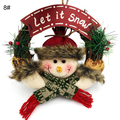 

Cute Santa Snowman Garland Rattan Hoop Christmas Home Door Wall Hanging Decor
