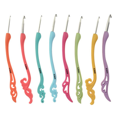 

8pcs Soft Handle Needles Knit Weave Craft Yarn Aluminum Crochet Hooks Set