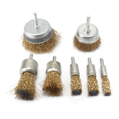 

7Pc Rotary Wire Wheel Set Brush Cup 6mm Shank Rust Paint Weld Removal Grinder