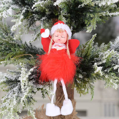 

Christmas Angel Feather Pendant Toy Plush Wings Sitting Pendant Xmas Tree Decor