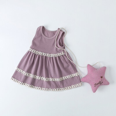 

Summer Dress Casual Baby Girls Sleeveless Cute Lace Design Dress Kids Toddler Pageant Princess Sundress