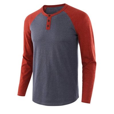 

Toponeto Fashion Mens Long-sleeved O-Neck Solid Patchwork Tops Blouse T-Shirts