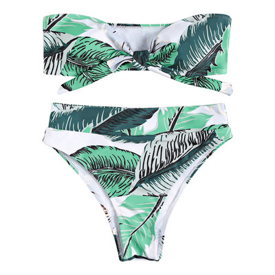 

PASSOSIE Knot Front Padded High Waist Sexy Women Bikini Set