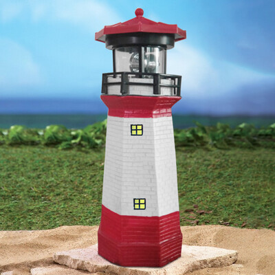 

〖Follure〗Solar Powered Lighthuse LED Light Lantern Ornament Garden Sculpture Yard Lawn