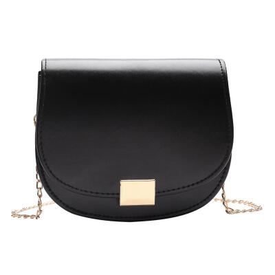 

Soft Leather UP Semi-Circle Bag Solid Color Chain Flap Women Shoulder Bags