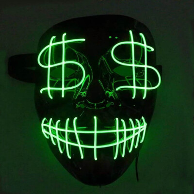 

Halloween Scary Mask Cosplay LED Costume Frightening Glowing EL Wire Light Up Mask For Festival Party Drop ship