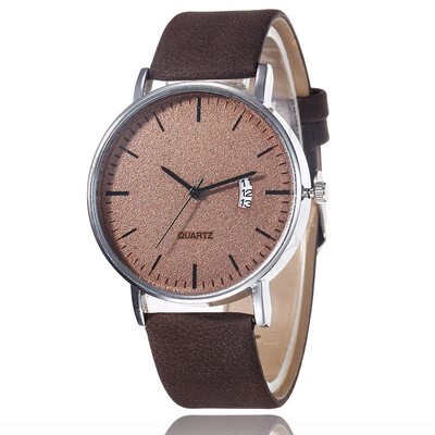 

Fashion Nordic style leather men&women watch frosted dial simple calendar watch quartz watch