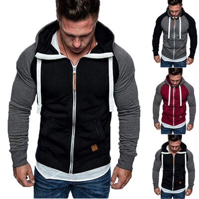 

New Plain Mens American Fleece Zip Up Hoody Jacket Sweatshirt Hooded Zipper Top