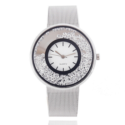 

Simple fashion trend alloy mesh with quicksand ball watch original price direct sales
