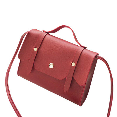 

Simple Solid Color Women Flap Faux Leather Small Tote Crossbody Shoulder Bag