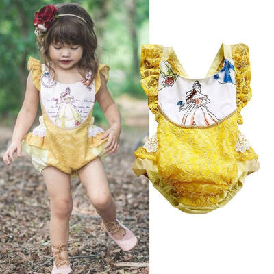 

Cute Toddler Baby Girls Beauty&the Beast Romper Bodysuit Jumpsuit Outfts Sunsuit