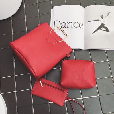 

Tailored 3PC Women Lichee Pattern Handbag Crossbady BagShoulder BagMessenger Bag Black