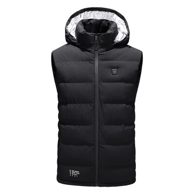 

USB Electric Heated Hooded Sleeveless Jacket Winter Warm Heating Vest -5XL