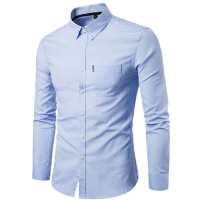 

Luxury Mens Long Sleeve Casual Blouse Business Wedding Formal Slim Shirt Top