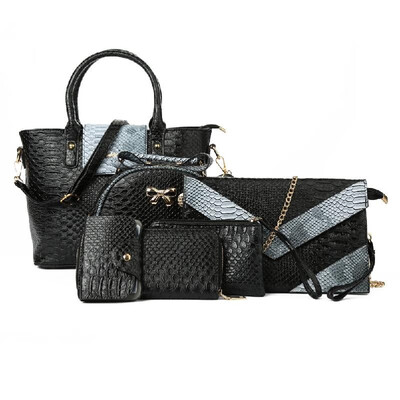 

Women Handbag Set PU Leather Snake Skin Pattern Clutch Bag Crossbody Bag Wallet Coin Bag Card Bag 6 Piece
