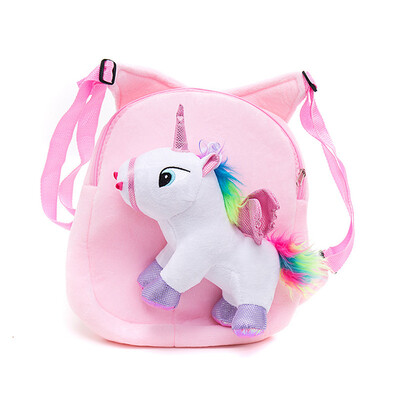 

Cute Cartoon Animal Mini Plush Backpacks Baby Bags Flamingo Unicorn Kids Backpack Detachable Plush Shoulder Kindergarten Bag