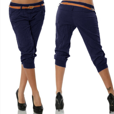 

Starmoon Women Summer Elastic Waist Boho Check Pants Baggy Wide Leg Plus Size Yoga Capris