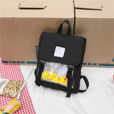 

Korean-style transparent&old-style backpack womens small simple small&fresh school bag womens Korean high-school in