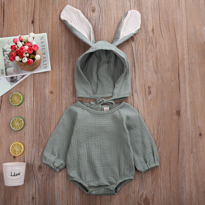 

Cute Newborn Baby Girls Clothes Romper Jumpsuit BodysuitRabbit Ear Hat Outfits