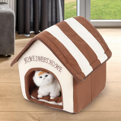 

Greensen Brown Striped Dog Kennel Cat Litter Indoor Small Pet Home Sweet Home