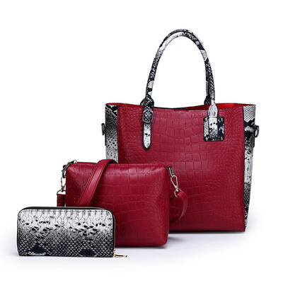 

3pcsSet Fashion Serpentine Pattern Women PU Leather Shoulder Handbags Tote