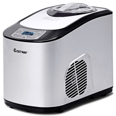 

16 Quart Automatic Ice Cream Maker Frozen Dessert Machine LCD Digital Display-Silver