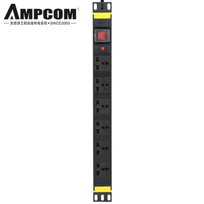 

AMPCOM PDU cabinet socket power socket socket 8 bit 10A with switch 3 m commercial socket wiring board tow board AMPDU810K