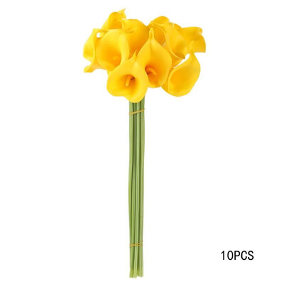

10pcs Calla Bridal Wedding Bouquet Latex Real Feeling Flower Yellow