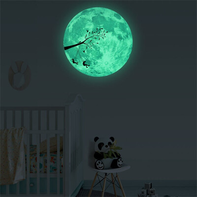 

Siaonvr 30cm 3D Large Moon Fluorescent Wall Sticker Removable Glow In The Dark Sticker
