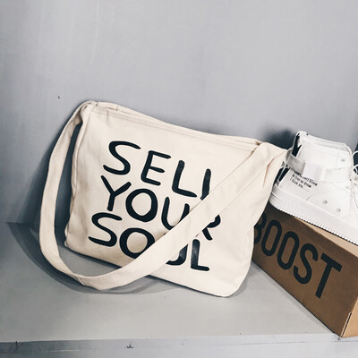 

Tailored Fashion Women Canvas Printing Letter Shoulder Bags Large Capacity Shopping Bag